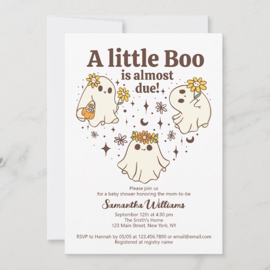 レトロ秋少しブーはほとんど赤ちゃんシャワーが原因 招待状 (正面)