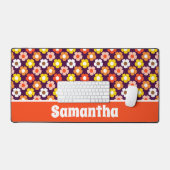 レトロ秋秋の花パターンパープル デスクマット (キーボード&マウス)