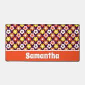 レトロ秋秋の花パターンパープル デスクマット (正面)