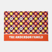 レトロ秋秋の花パターンパープル ドアマット (正面)