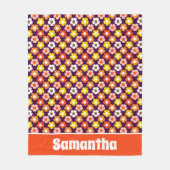 レトロ秋秋の花パターンパープル フリースブランケット (正面)