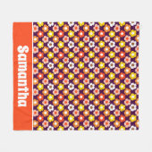 レトロ秋秋の花パターンパープル フリースブランケット (正面(横))