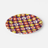 レトロ秋秋の花パターンパープル ペーパープレート (アングル)