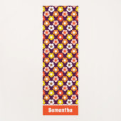 レトロ秋秋の花パターンパープル ヨガマット (正面)