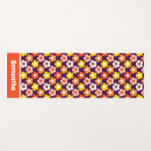 レトロ秋秋の花パターンパープル ヨガマット (正面(横))