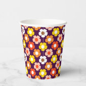 レトロ秋秋の花パターンパープル 紙コップ (右)