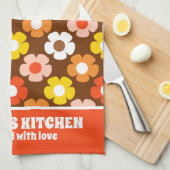 レトロ秋秋の花パターンブラウン キッチンタオル (四つ折り)