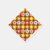 レトロ秋秋の花パターンブラウン スタンダードカクテルナプキン (角)
