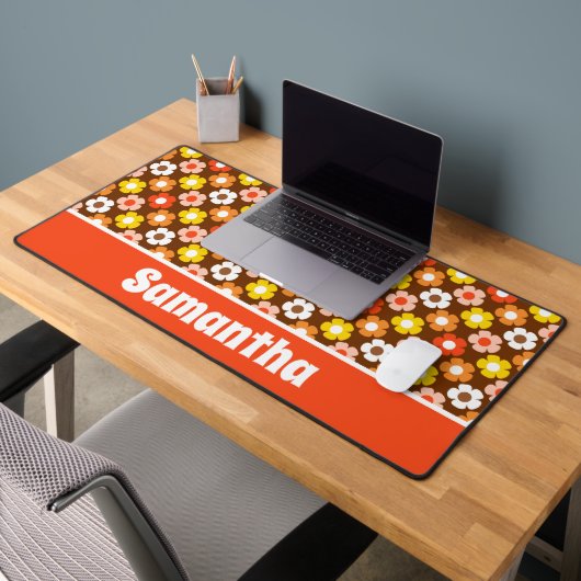 レトロ秋秋の花パターンブラウン デスクマット (オフィス2)