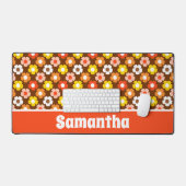 レトロ秋秋の花パターンブラウン デスクマット (キーボード&マウス)