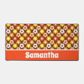 レトロ秋秋の花パターンブラウン デスクマット (正面)