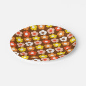 レトロ秋秋の花パターンブラウン ペーパープレート (アングル)