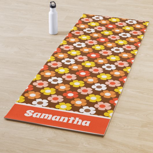 レトロ秋秋の花パターンブラウン ヨガマット (インサイチュ)