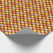 レトロ秋秋の花パターンブラウン ラッピングペーパー (角)