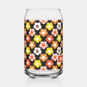 レトロ秋秋の花パターンブラック ガラス缶 (正面)