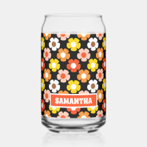 レトロ秋秋の花パターンブラック