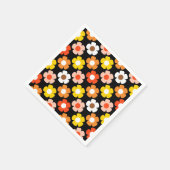レトロ秋秋の花パターンブラック スタンダードカクテルナプキン (角)
