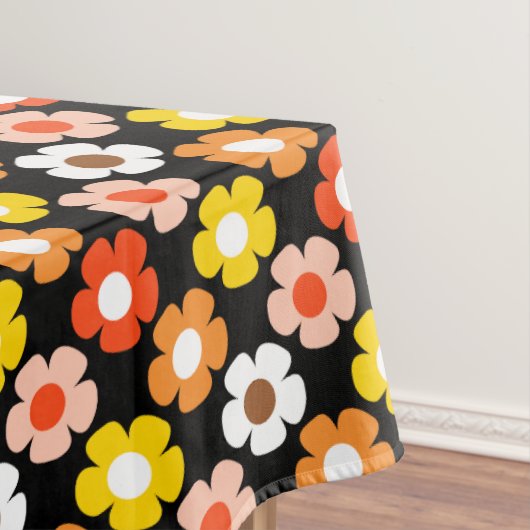 レトロ秋秋の花パターンブラック テーブルクロス (インサイチュ)