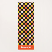 レトロ秋秋の花パターンブラック ヨガマット (裏面)