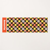 レトロ秋秋の花パターンブラック ヨガマット (正面(横))