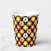 レトロ秋秋の花パターンブラック 紙コップ (右)