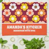 レトロ秋秋の花パターンブルゴーニュ キッチンタオル (折り畳み)