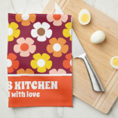 レトロ秋秋の花パターンブルゴーニュ キッチンタオル (四つ折り)