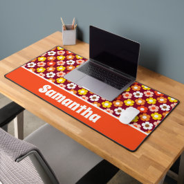 レトロ秋秋の花パターンブルゴーニュ デスクマット