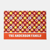 レトロ秋秋の花パターンブルゴーニュ ドアマット (正面)