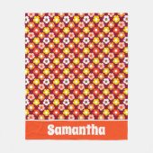 レトロ秋秋の花パターンブルゴーニュ フリースブランケット (正面)