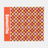 レトロ秋秋の花パターンブルゴーニュ フリースブランケット (正面(横))