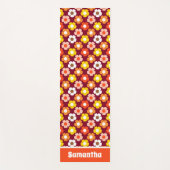 レトロ秋秋の花パターンブルゴーニュ ヨガマット (正面)