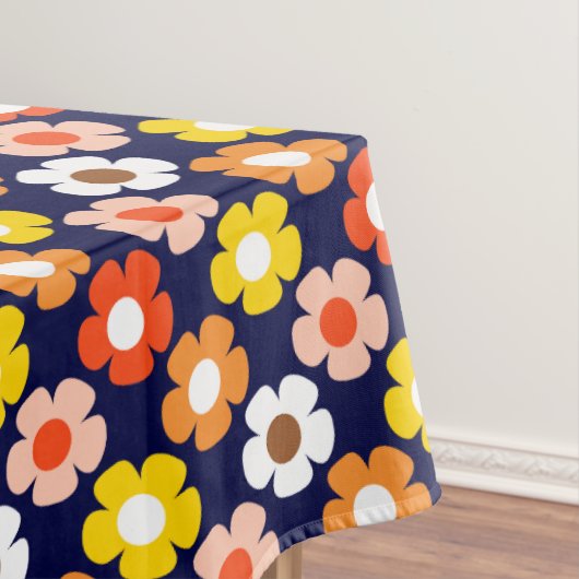 レトロ秋秋の花パターンブルー テーブルクロス (インサイチュ)