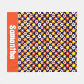 レトロ秋秋の花パターンブルー フリースブランケット (正面(横))