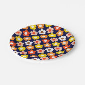 レトロ秋秋の花パターンブルー ペーパープレート (アングル)