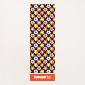 レトロ秋秋の花パターンブルー ヨガマット (正面)