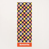 レトロ秋秋の花パターンブルー ヨガマット (裏面)