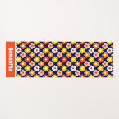 レトロ秋秋の花パターンブルー ヨガマット (正面(横))