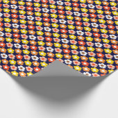 レトロ秋秋の花パターンブルー ラッピングペーパー (角)