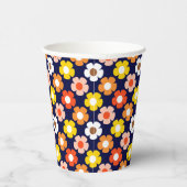 レトロ秋秋の花パターンブルー 紙コップ (右)