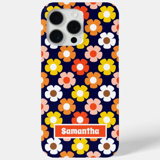 レトロ秋秋の花パターンブルー Case-Mate iPhoneケース (裏面)