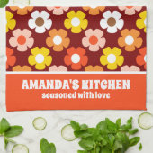 レトロ秋秋の花パターンレッド キッチンタオル (折り畳み)