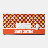 レトロ秋秋の花パターンレッド デスクマット (キーボード&マウス)