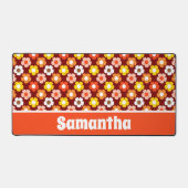 レトロ秋秋の花パターンレッド デスクマット (正面)