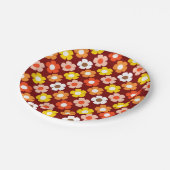 レトロ秋秋の花パターンレッド ペーパープレート (アングル)