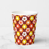 レトロ秋秋の花パターンレッド 紙コップ (右)