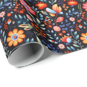 レトロ秋秋フラワーズ&ベリーボタニカル ラッピングペーパー (ロールコーナー)