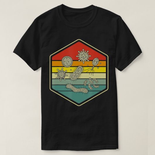 レトロ科学おたくギフト微生物菌生物学研究所 Tシャツ (デザイン正面)
