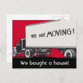 レトロ移動トラックの新しい住所 案内ポストカード (正面/裏面)