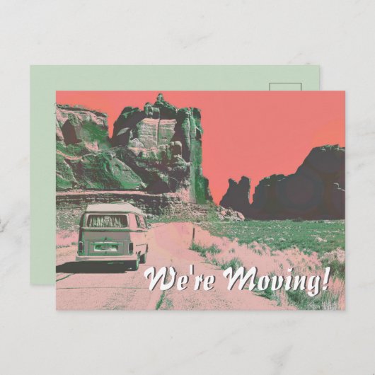 レトロ移動発表砂漠の風景アーポップ・アートのト ポストカード (正面/裏面)